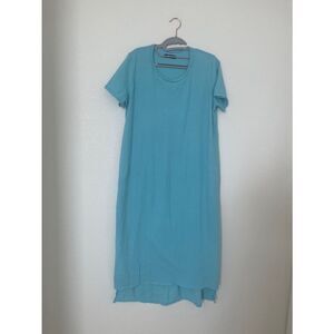 Michael Lauren Augustus T Shirt Asymmetrical Midi Dress In Blue NEW